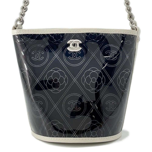 CHANEL CC Logo Camellia Plastics Bucket Bag Black/WhiteA57636 Plastics Leather