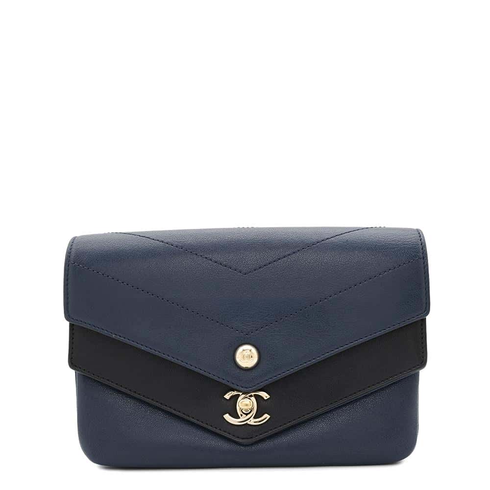 CHANEL V Stitch Waist Bag Navy/BlackA57474 Leather