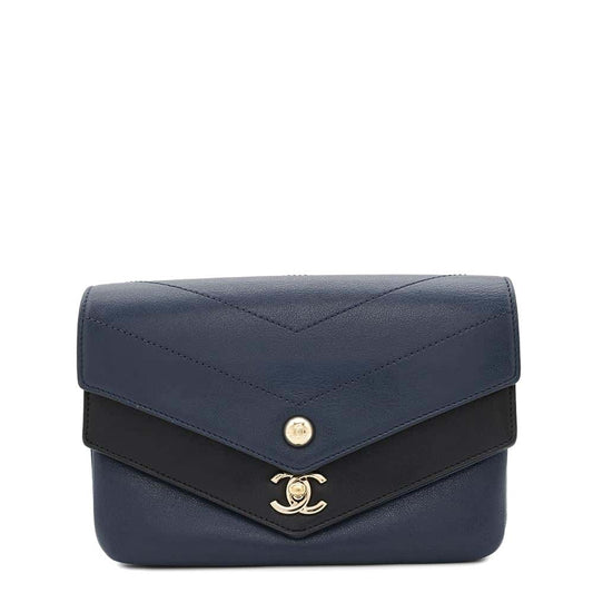 CHANEL V Stitch Waist Bag Navy/BlackA57474 Leather