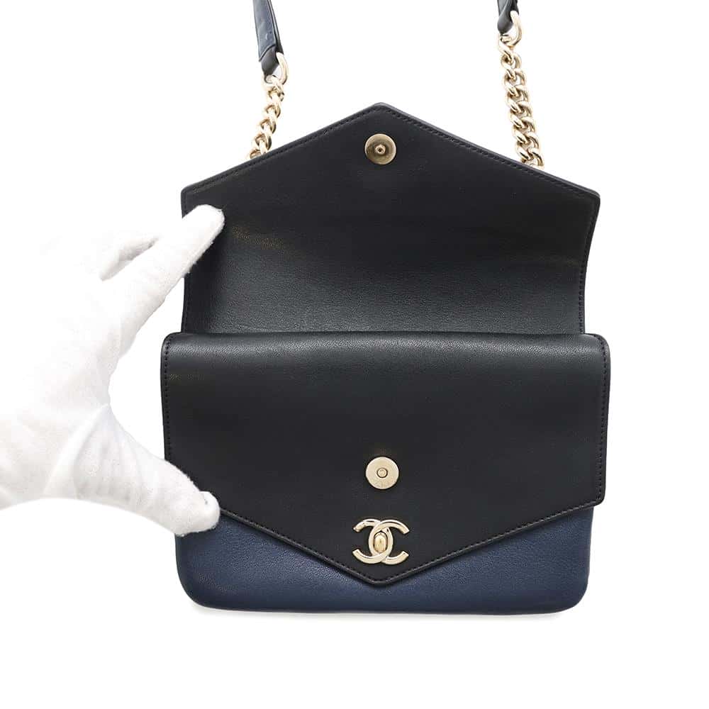 CHANEL V Stitch Waist Bag Navy/BlackA57474 Leather