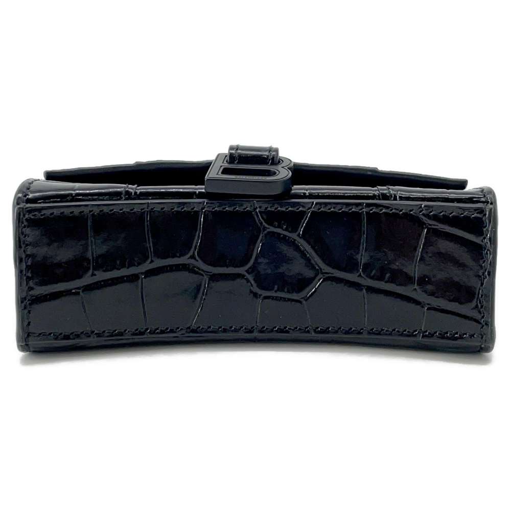 BALENCIAGA Hourglass Mini Bag Black664676 Embossed Leather Size XS