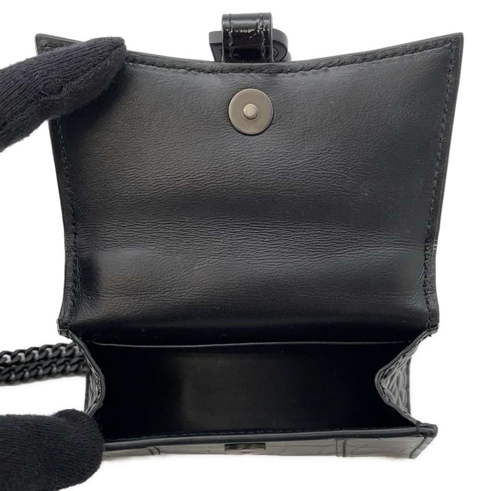 BALENCIAGA Hourglass Mini Bag Black664676 Embossed Leather Size XS