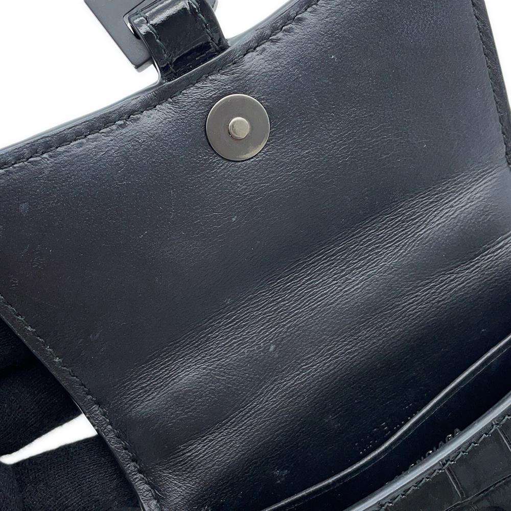 BALENCIAGA Hourglass Mini Bag Black664676 Embossed Leather Size XS