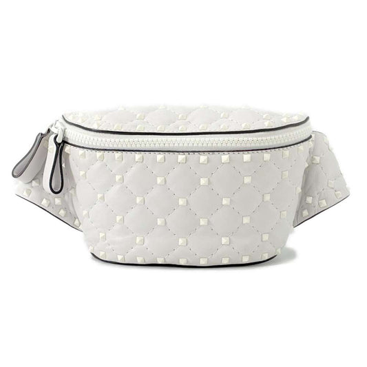 Valentino Garavani Rock Studded Crossbody Bag White Leather