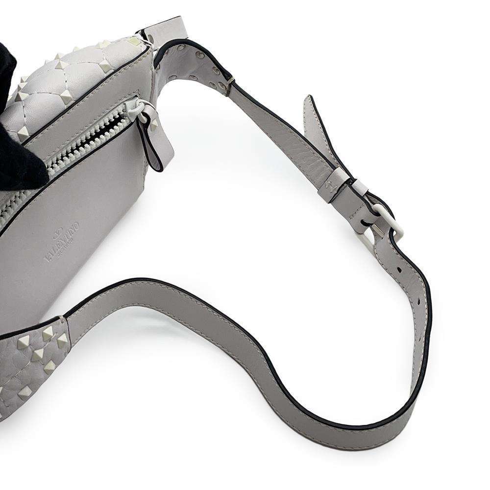 Valentino Garavani Rock Studded Crossbody Bag White Leather