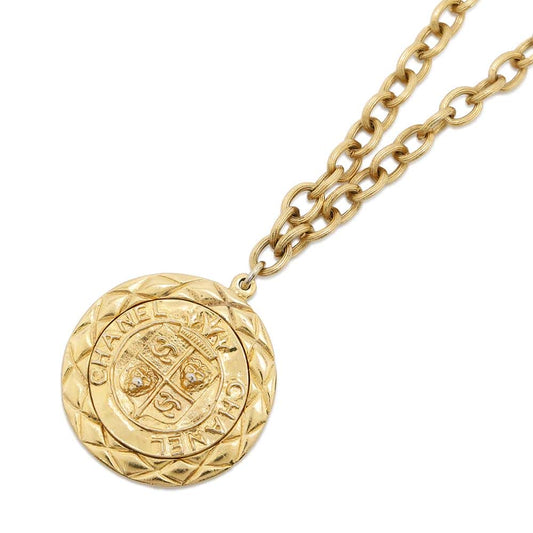 CHANEL Vintage Medal Necklace Gold Metal