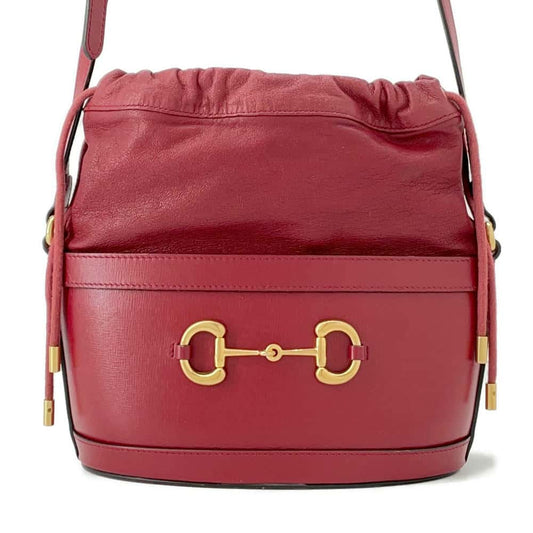 GUCCI Horsebit 1955 bucket bag Red602118 Leather
