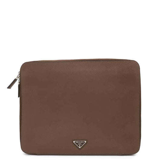 PRADA Clutch Bag Brown2VN001 Leather
