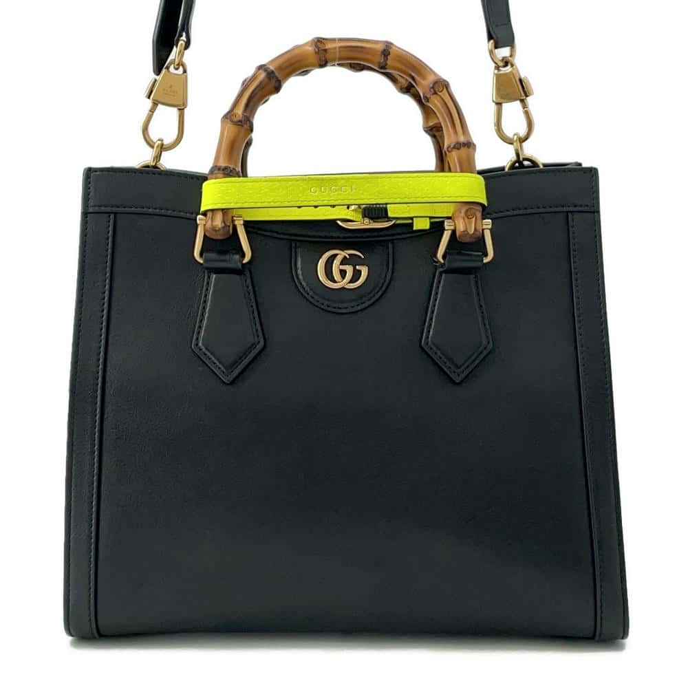 GUCCI Diana Small Bamboo 2way Handbag Black660195 Leather Size Small
