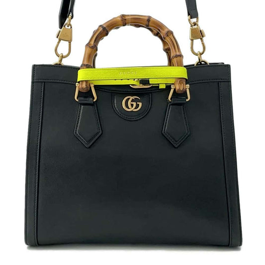 GUCCI Diana Small Bamboo 2way Handbag Black660195 Leather Size Small