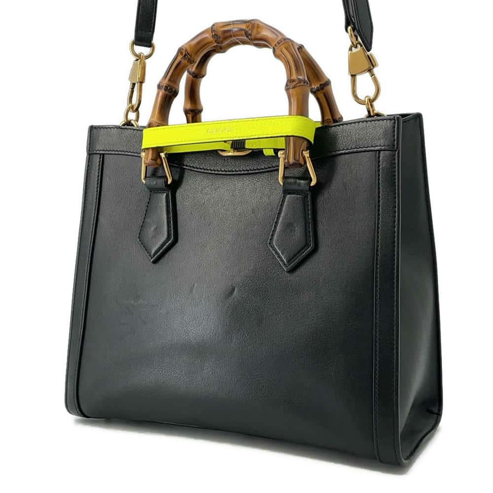 GUCCI Diana Small Bamboo 2way Handbag Black660195 Leather Size Small