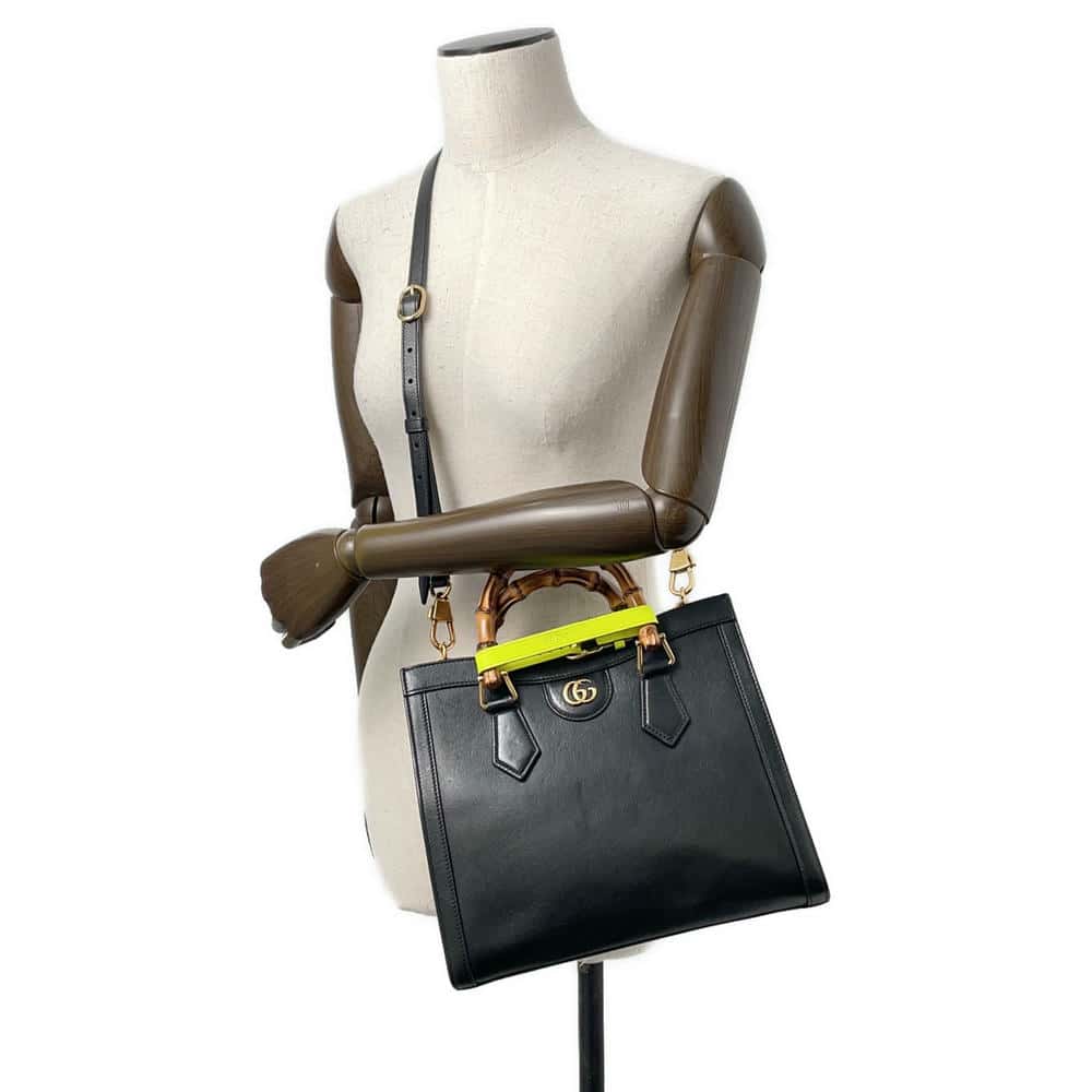 GUCCI Diana Small Bamboo 2way Handbag Black660195 Leather Size Small