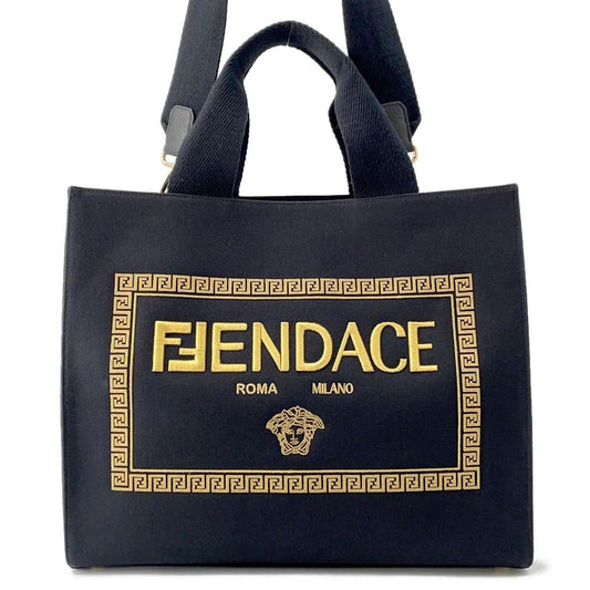 FENDI Fendace Tote Bag Black8BH395 Canvas