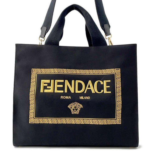 FENDI Fendace Tote Bag Black7VA558 Canvas