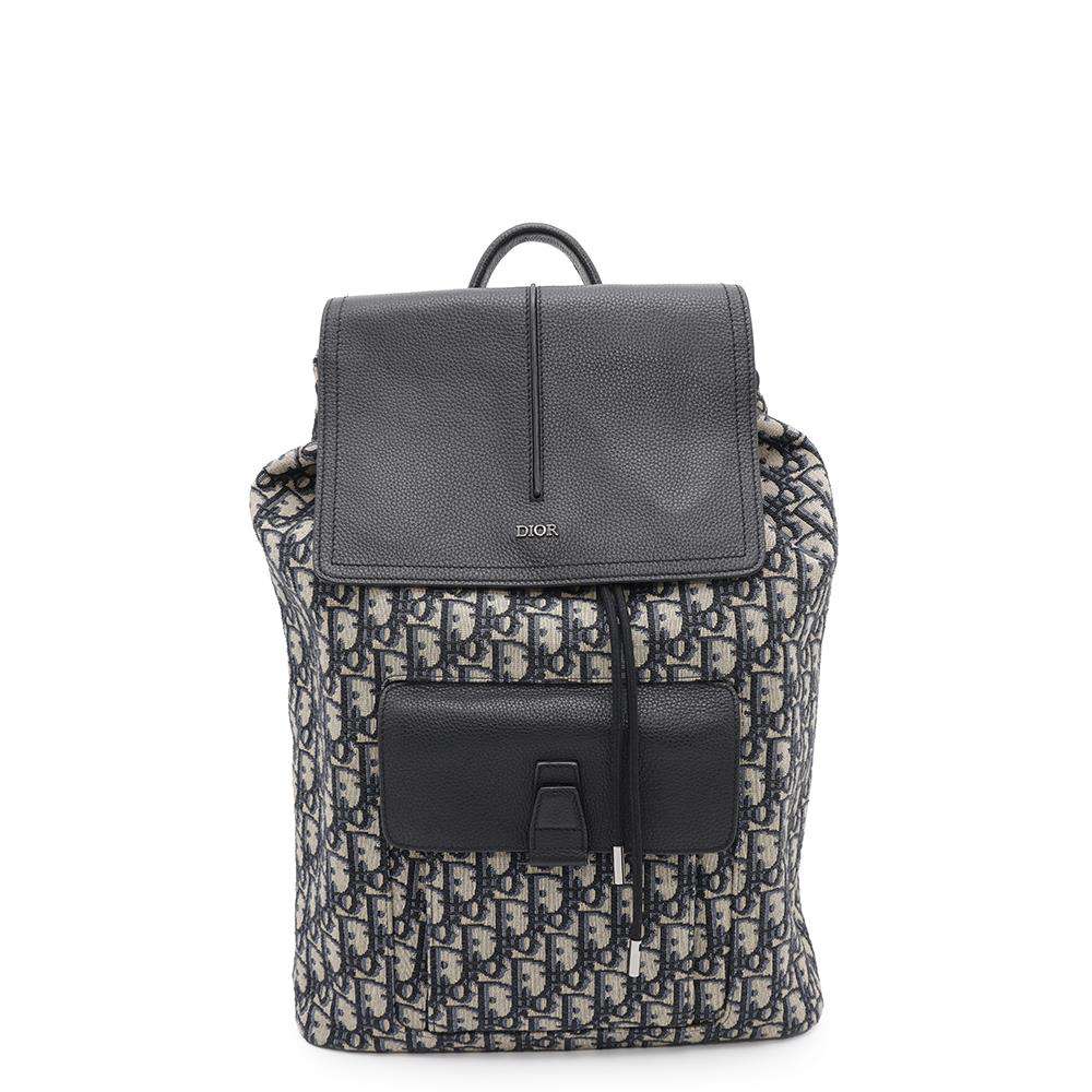 Dior Oblique Backpack Navy/Black Leather Canvas