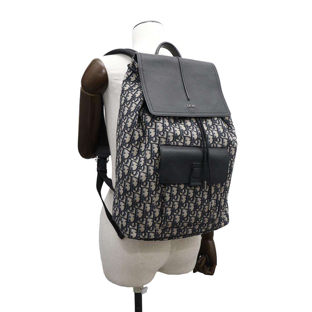 Dior Oblique Backpack Navy/Black Leather Canvas