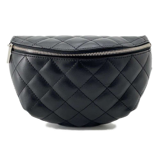 CHANEL Matelasse Uniform Crossbody Bag Black Lambskin