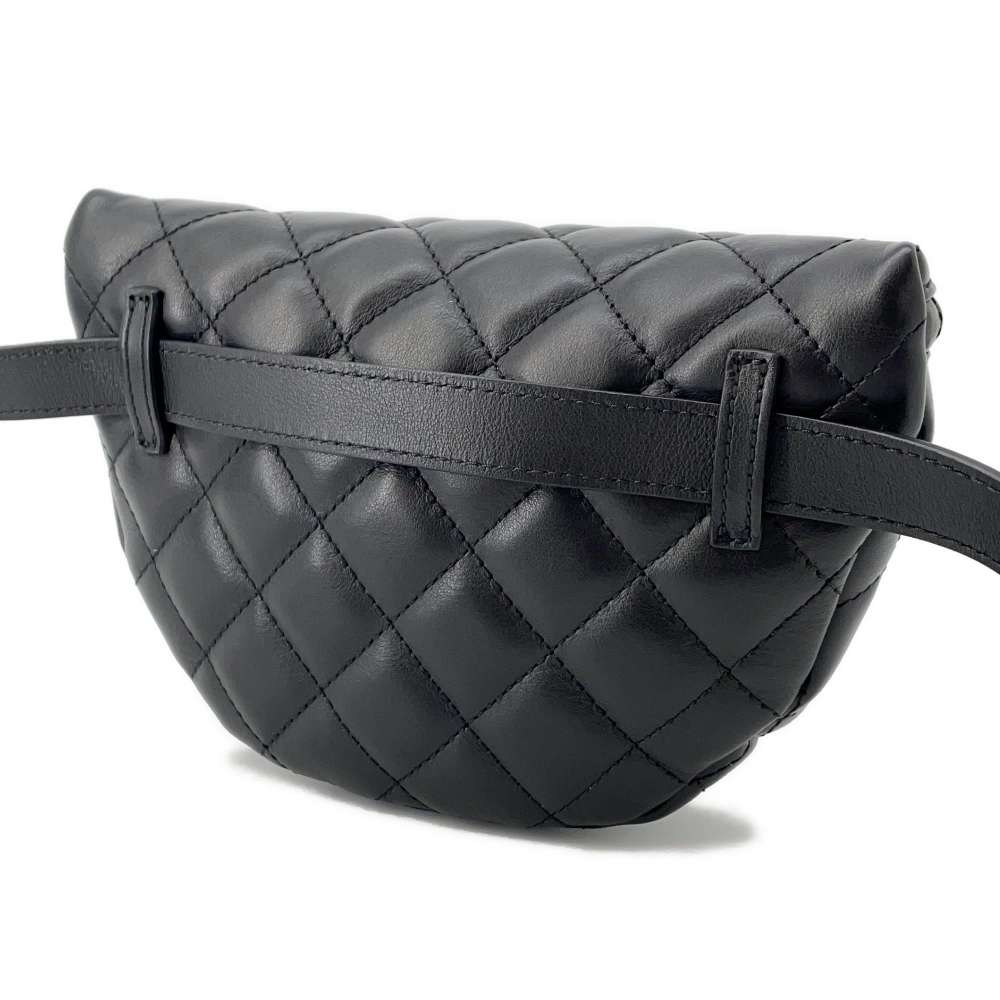 CHANEL Matelasse Uniform Crossbody Bag Black Lambskin