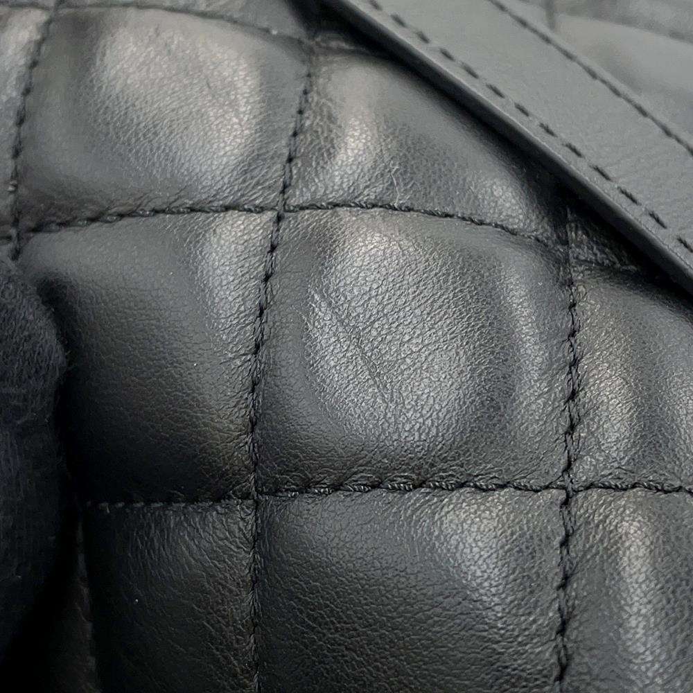 CHANEL Matelasse Uniform Crossbody Bag Black Lambskin