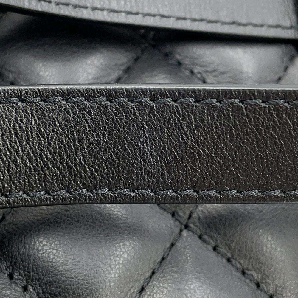 CHANEL Matelasse Uniform Crossbody Bag Black Lambskin