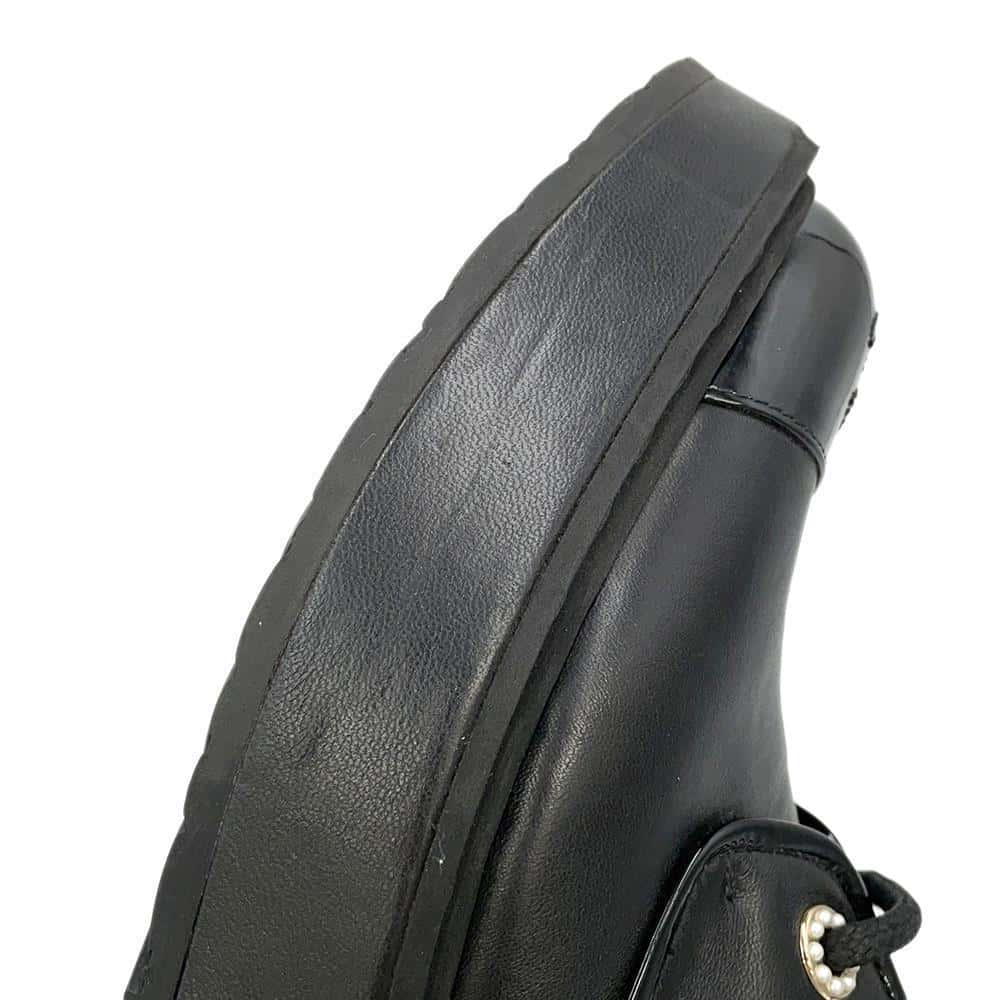 CHANEL CCCC Logo lace-up boots BlackG33169 Leather Enamel Size 37 1/2C