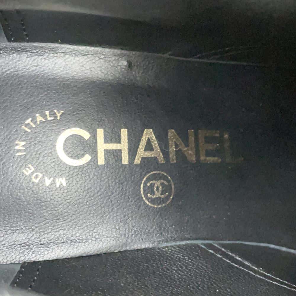 CHANEL CCCC Logo lace-up boots BlackG33169 Leather Enamel Size 37 1/2C