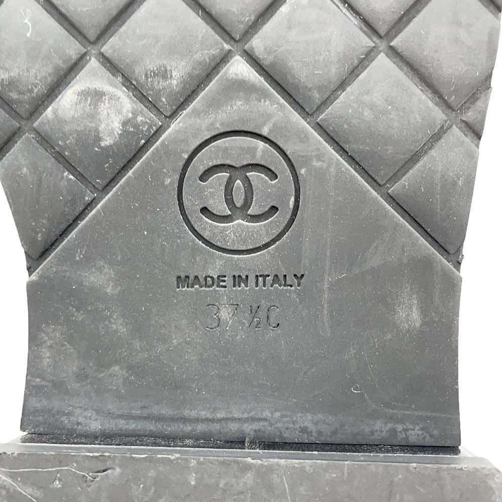 CHANEL CCCC Logo lace-up boots BlackG33169 Leather Enamel Size 37 1/2C