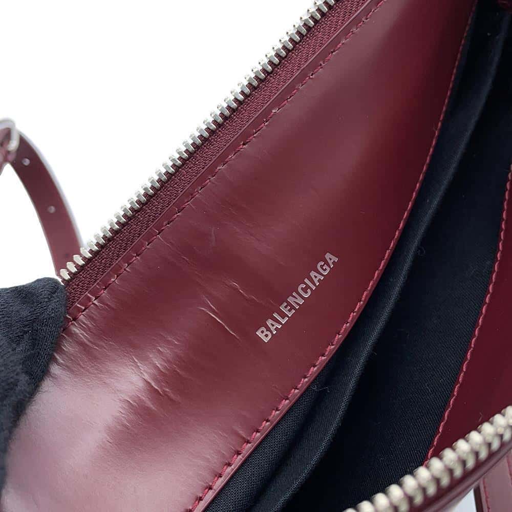 BALENCIAGA logo Canvas Cross Body Bag Beige/Bordeaux639497 Canvas Leather