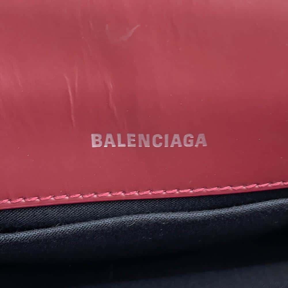 BALENCIAGA logo Canvas Cross Body Bag Beige/Bordeaux639497 Canvas Leather