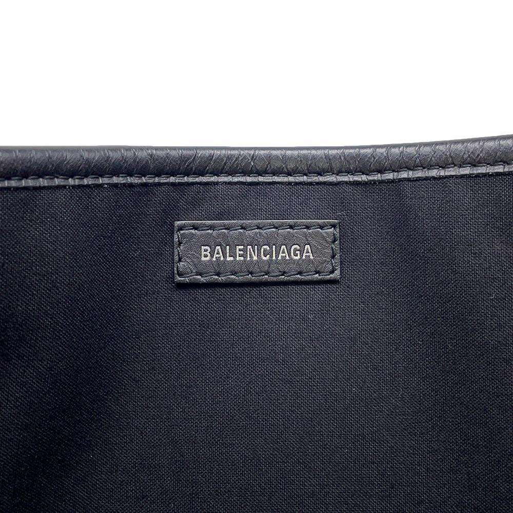 BALENCIAGA Navy Kabas Natural/Black339933 Canvas Leather Size S