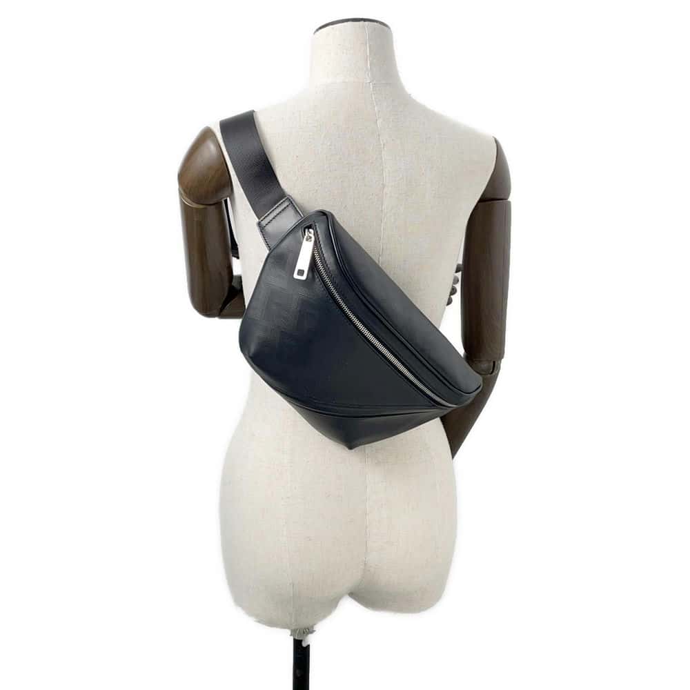 FENDI Zucca Crossbody Bag Black7VA562 Leather