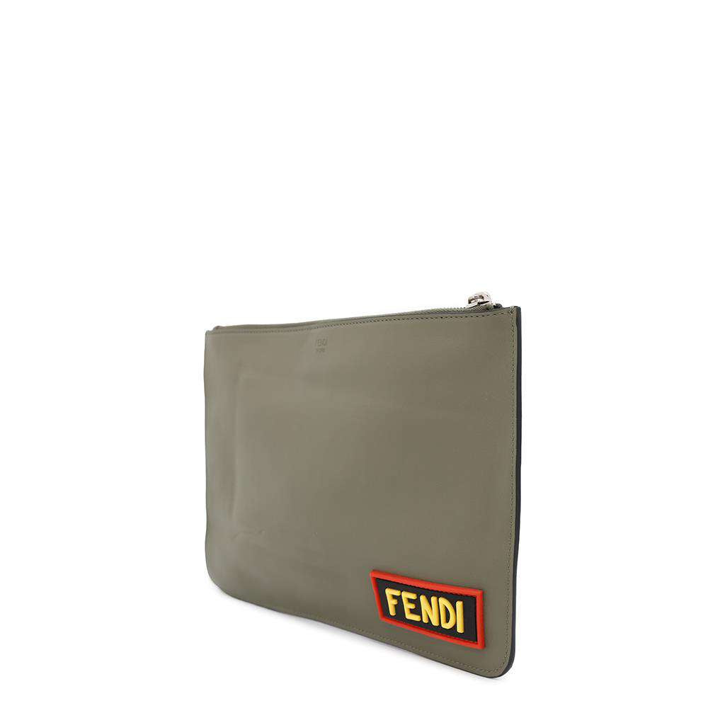 FENDI Vocabulary Fantastic business bag Khaki7N0078 Leather