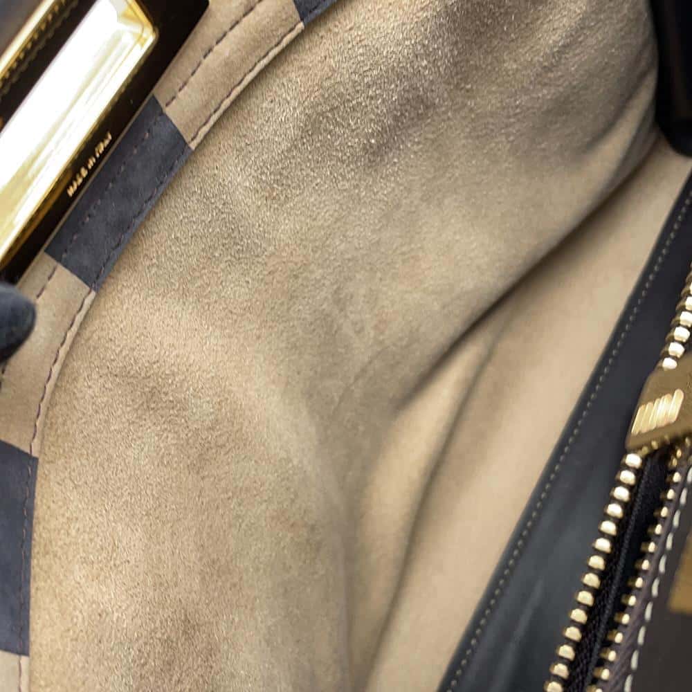 FENDI Pecan Peekaboo Black/Brown8BN290 Nubuck Leather Size Medium