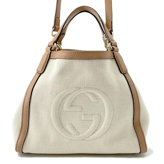 GUCCI Soho 2wayBag Natural/Jasmin Flower336751 Canvas Leather