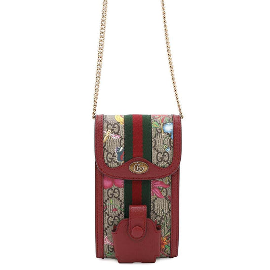 GUCCI GGFlora Crossbody Phone Case Red598665 PVC Leather