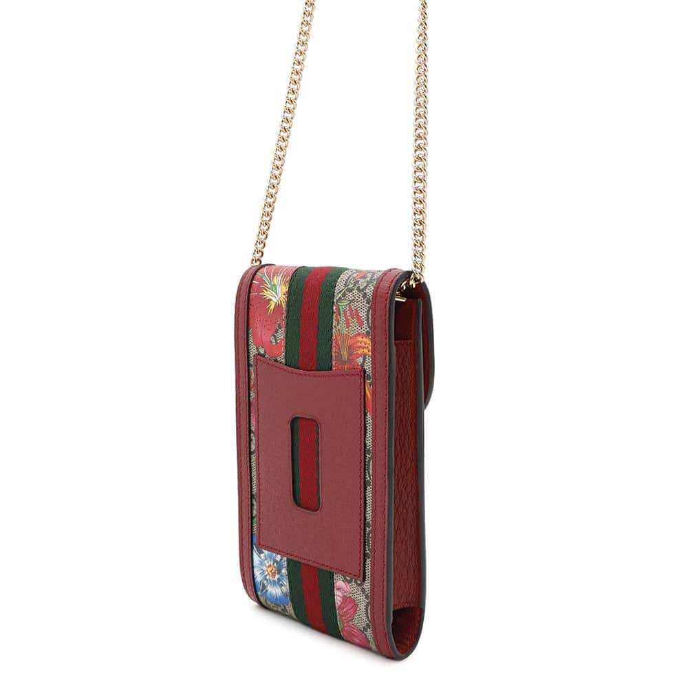 GUCCI GGFlora Crossbody Phone Case Red598665 PVC Leather