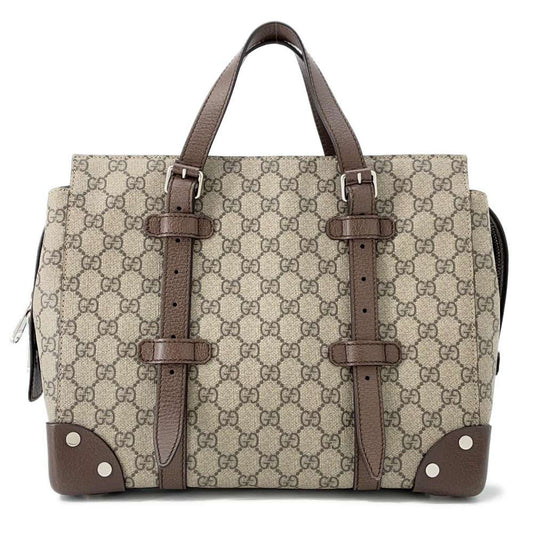 GUCCI GG Supreme Detailed Tote Bag Beige/Brown643814 PVC Leather