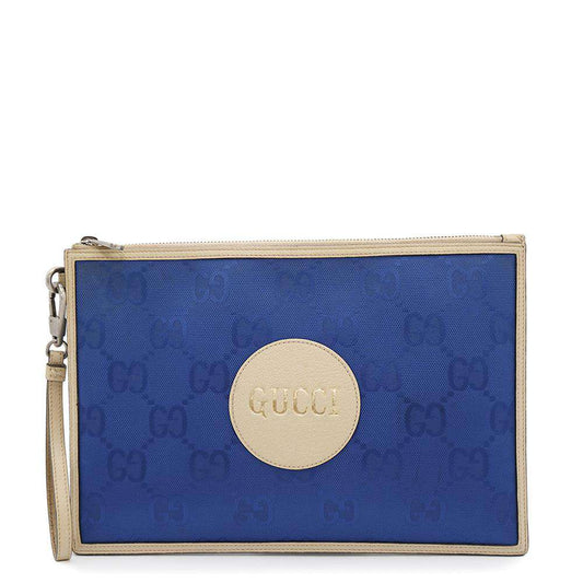GUCCI Off the Grid Clutch Bag Blue/Ivory625598 Nylon Leather