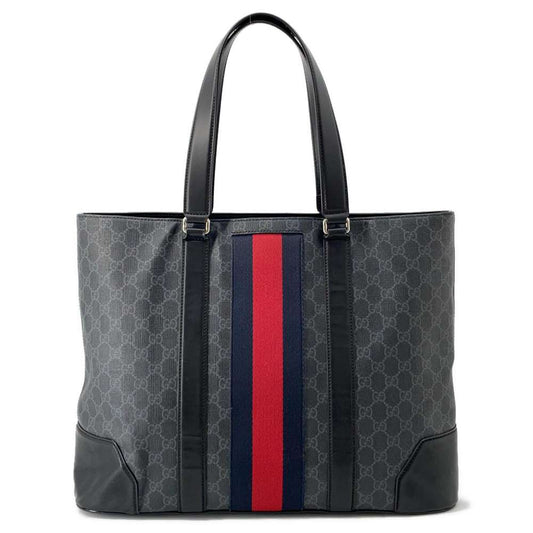 GUCCI GG Supreme Cherie Line Tote Bag Black495560 PVC Leather