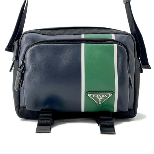 PRADA Cross Body Bag Black/Navy/Green2VH043 Nylon Leather
