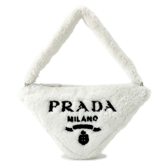 PRADA Terry Cloth Handbag White1NE043 Bore