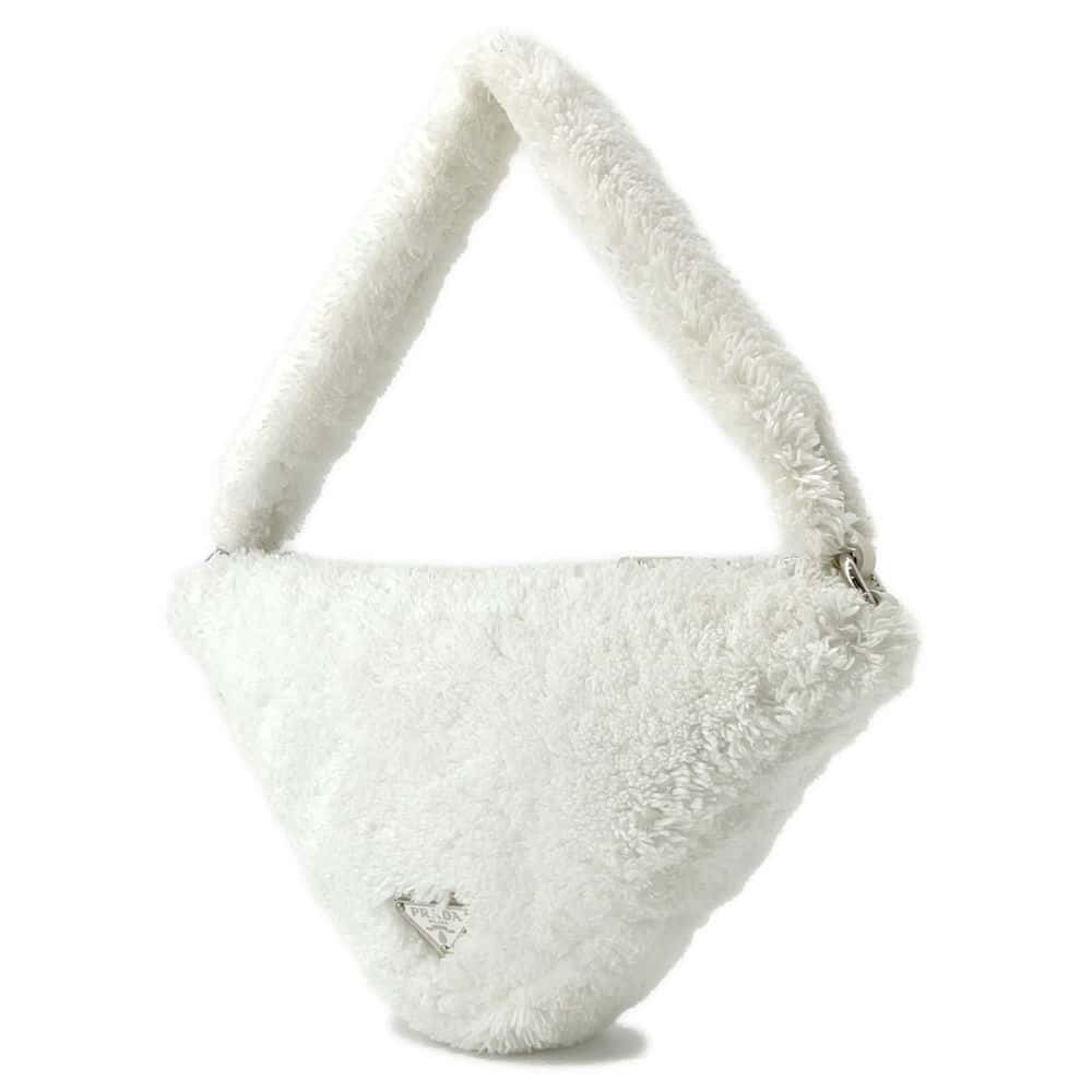 PRADA Terry Cloth Handbag White1NE043 Bore