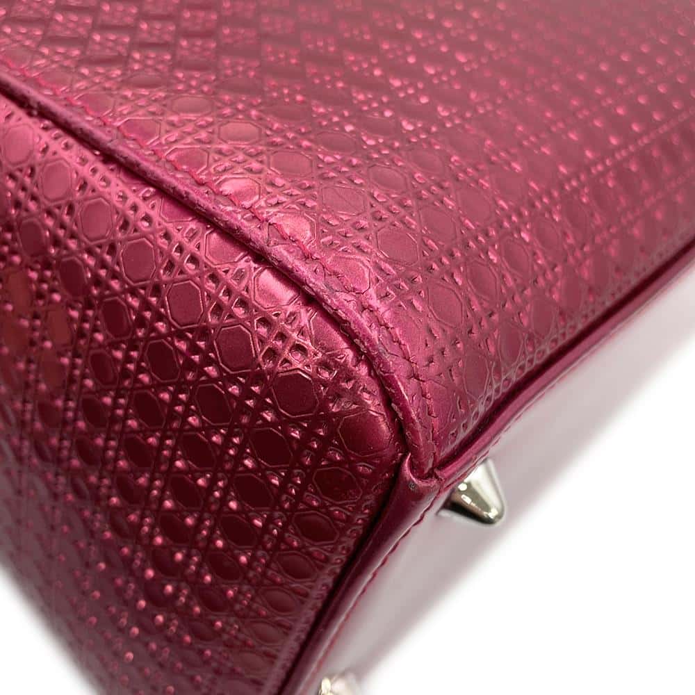 Dior Lady Dior Micro Cannage MetalicPink Patent Leather Size Medium