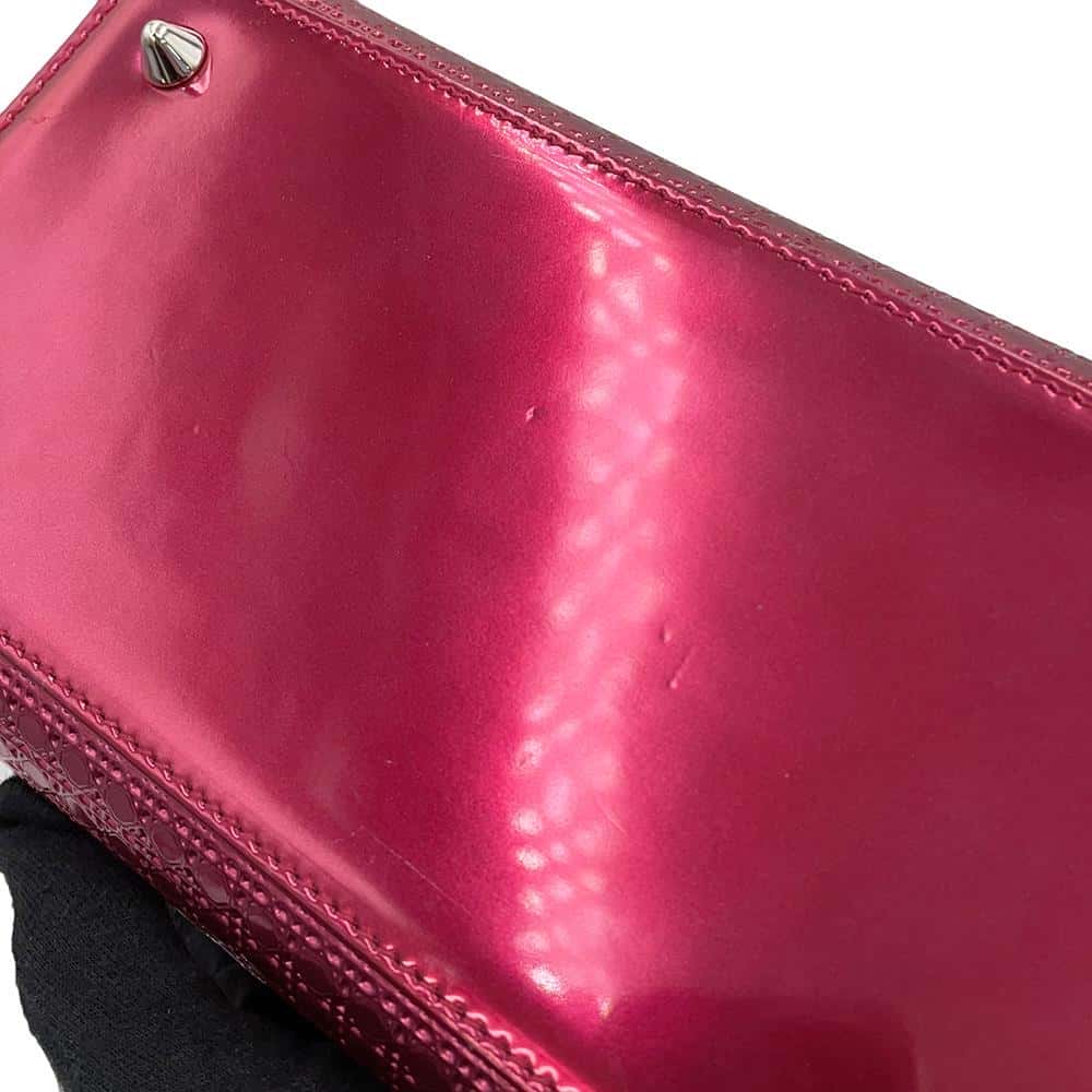 Dior Lady Dior Micro Cannage MetalicPink Patent Leather Size Medium
