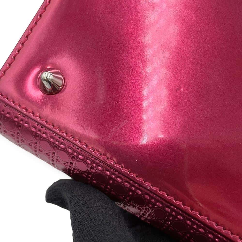 Dior Lady Dior Micro Cannage MetalicPink Patent Leather Size Medium