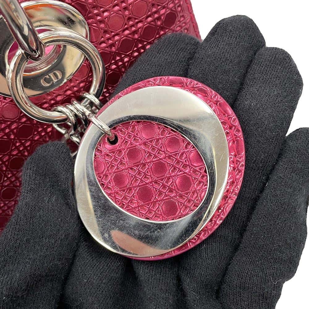 Dior Lady Dior Micro Cannage MetalicPink Patent Leather Size Medium