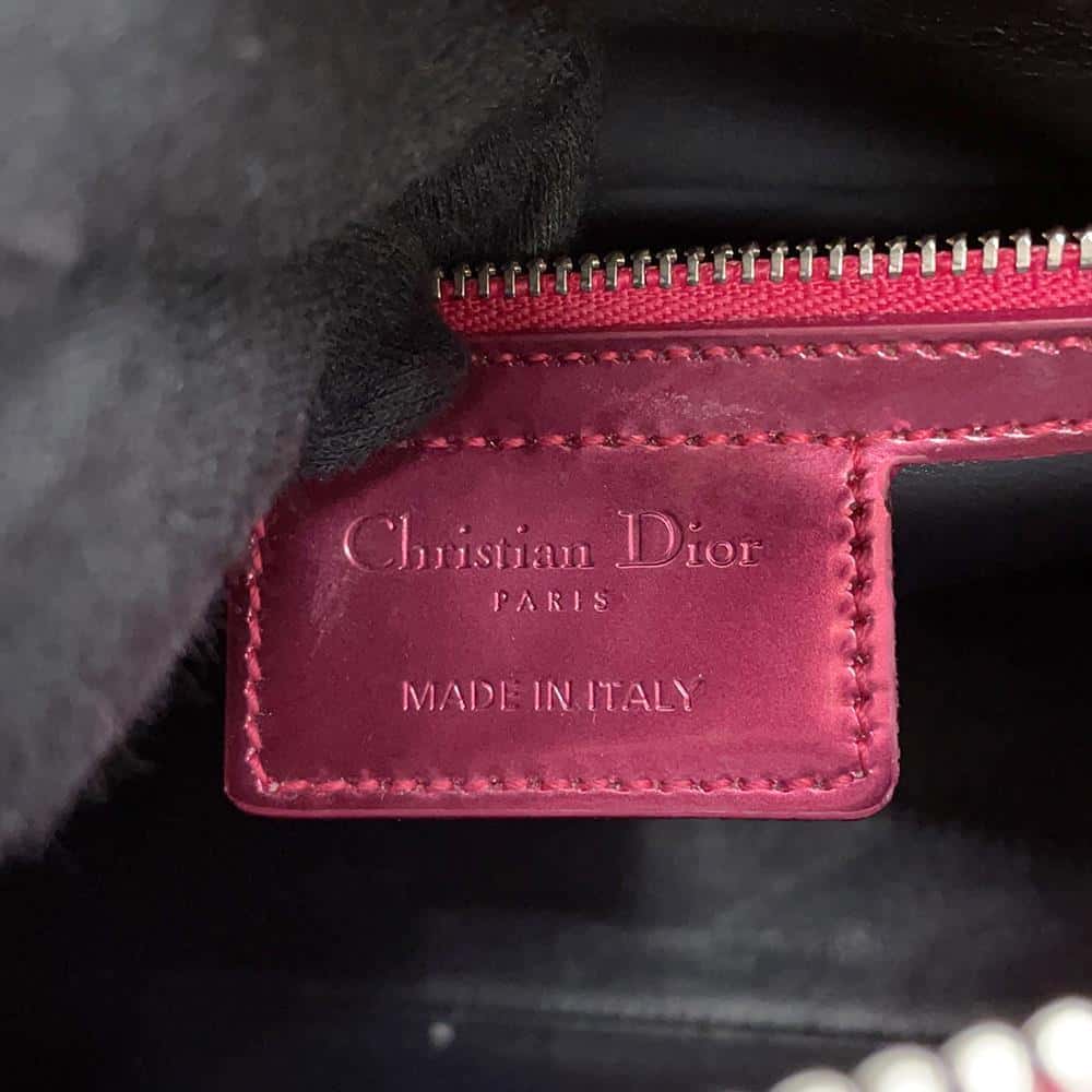 Dior Lady Dior Micro Cannage MetalicPink Patent Leather Size Medium