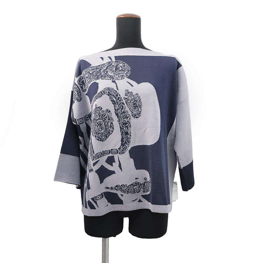 HERMES Brides de Gala Knit Size 38 Blue NoirH5E2686DA5H36 Rayon49% Silk27% Cotton20% Polyamide4%