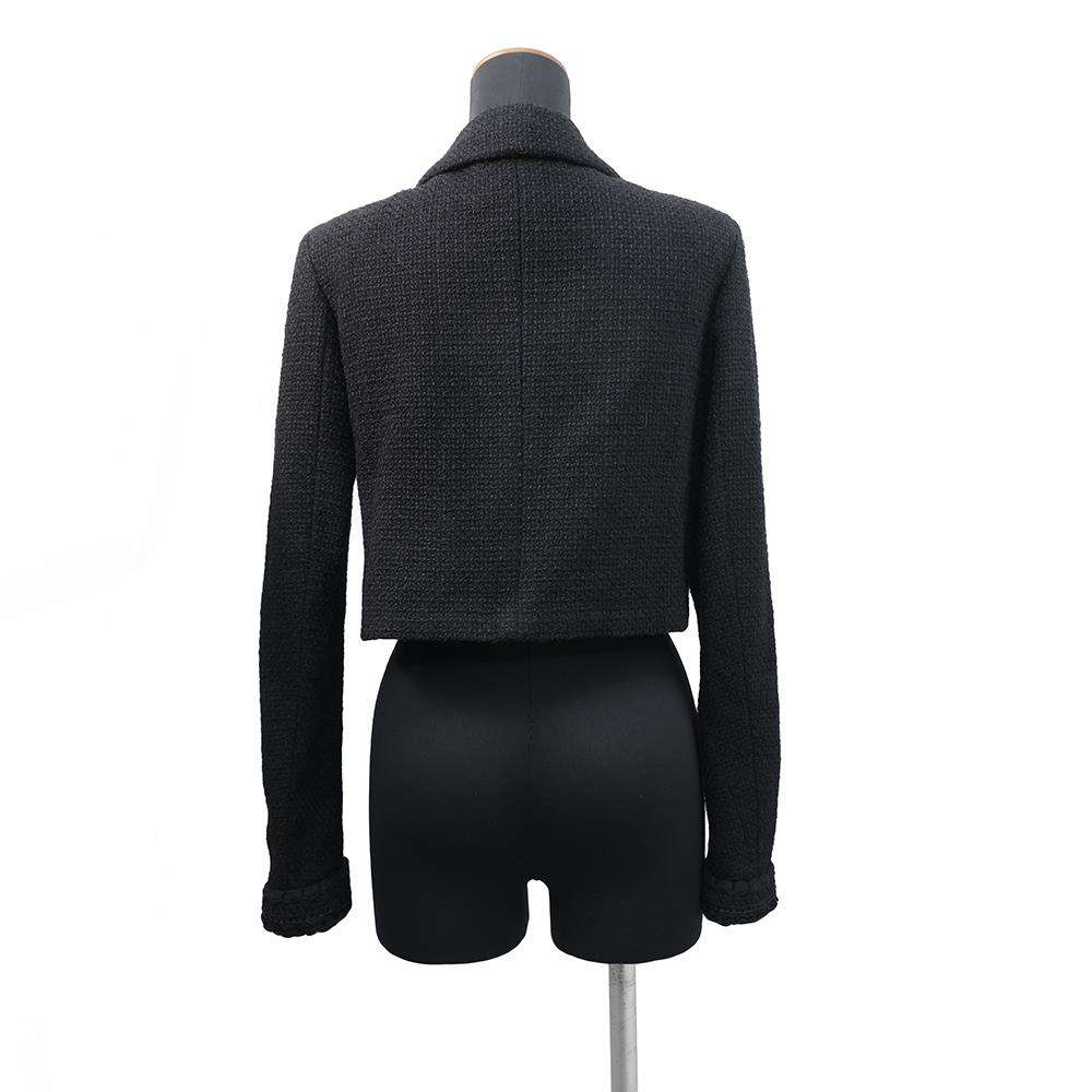 CHANEL Tweed Short Jacket Size 36 BlackP71896 Cotton62% Nylon38%