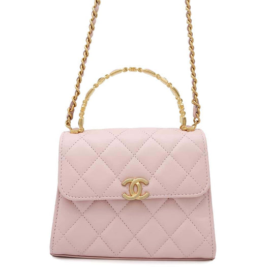 CHANEL Matelasse Top Handle PinkAP2945 Lambskin